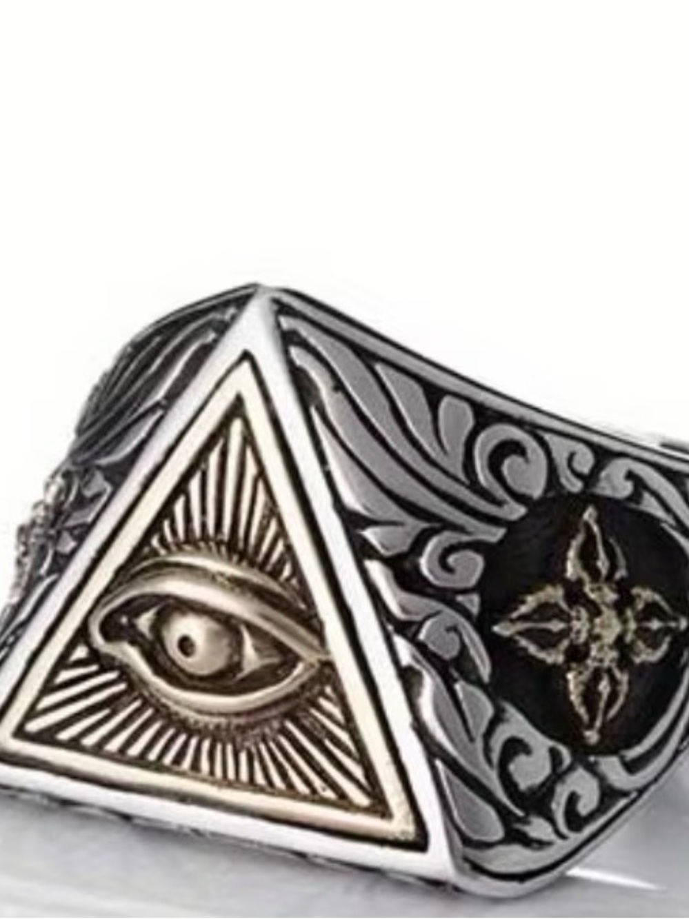 Gucci Two-Tone All-Seeing Eye Triangle Signet Ring